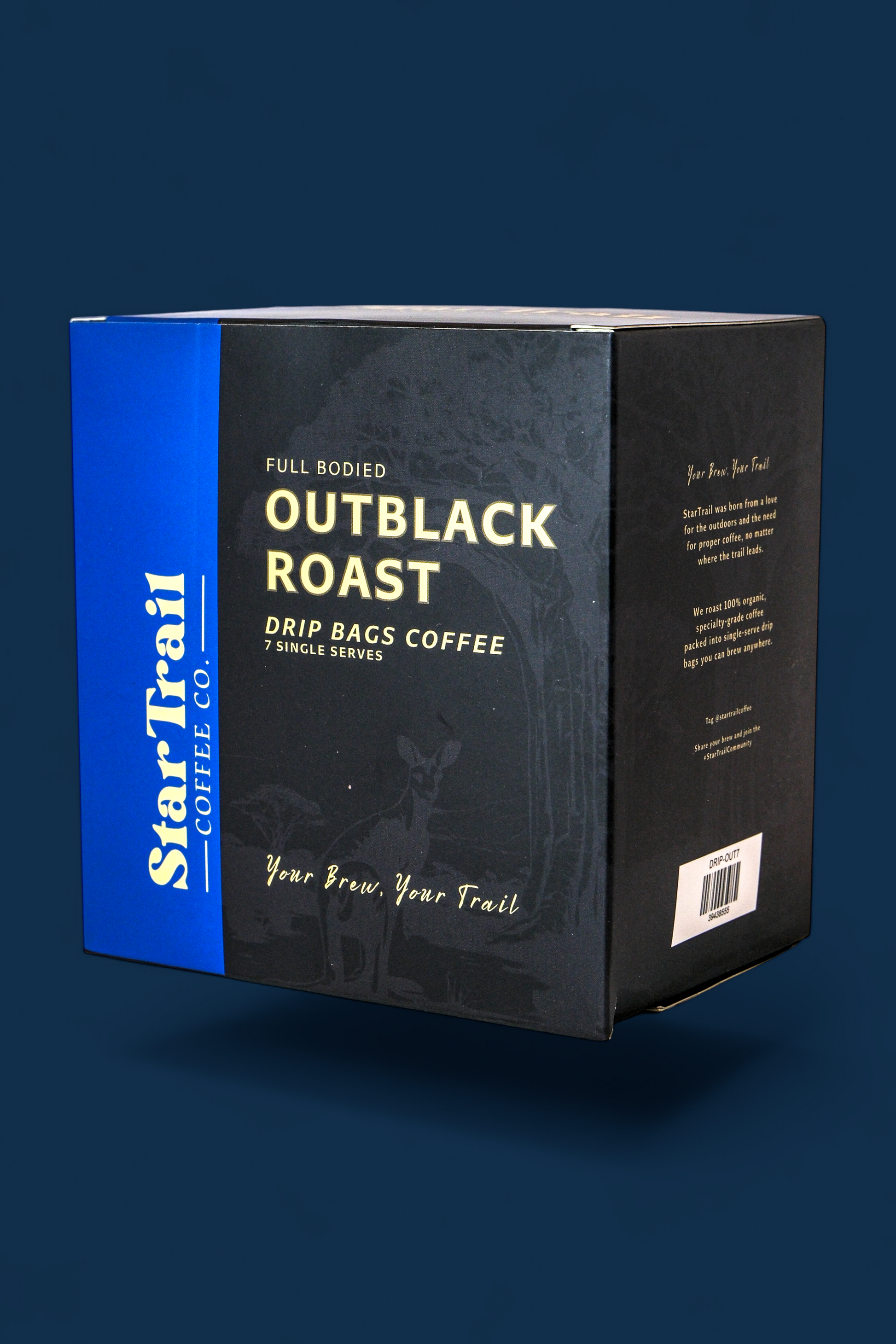 Star Trail Coffee Co. Outblack Roast coffee package on a dark background
